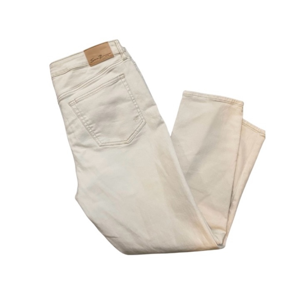 Seven7 Slim Straight Jeans Womens 14 Cream Excellent Mid Rise Denim Pants